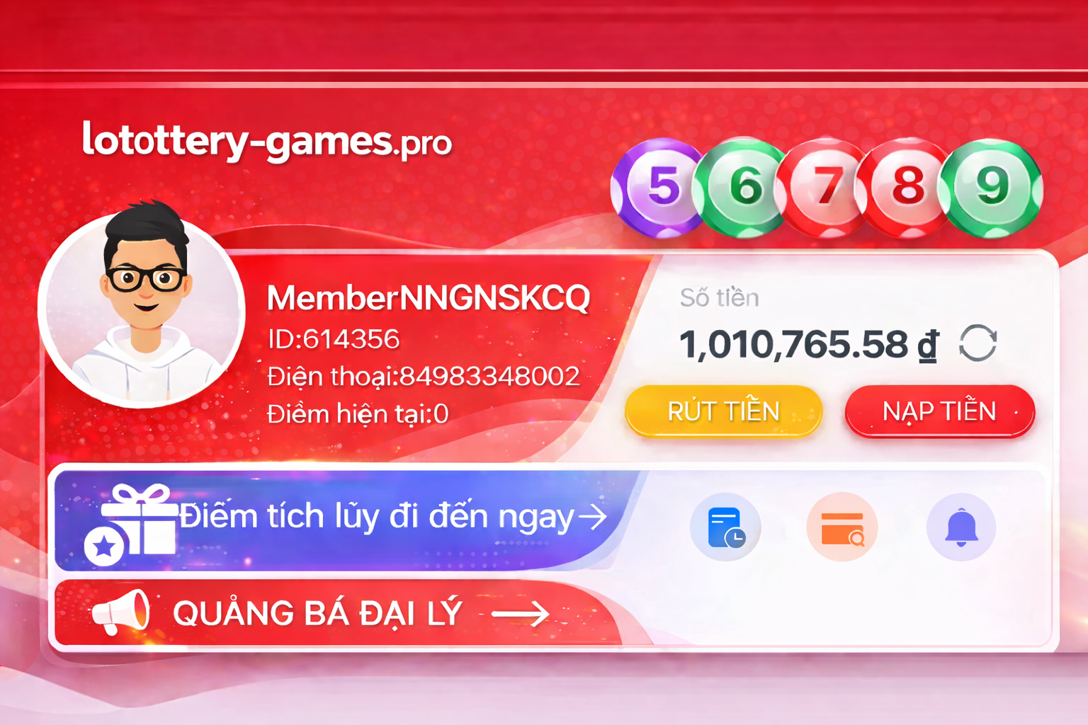 Giao diện tài khoản xổ số trực tuyến